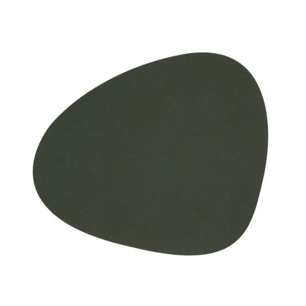 Dinner Mat Curve L, Leather Nupo, Dark Green, 37 x 44 cm